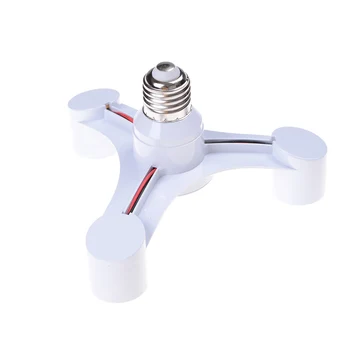 

White Color LED Lamp Bulbs Socket 3 In 1 E27 to E27 Splitter Adapter Holder For Photo Studio