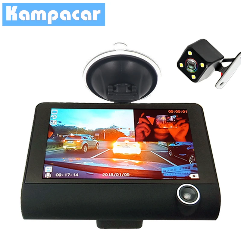 

Kampacar 3 in 1 Dvrs With Two Cameras For Cars Recorder Full HD 1080P Three Lens 4 " Dash Cam 3 Camera Car Dvr Auto Registrator