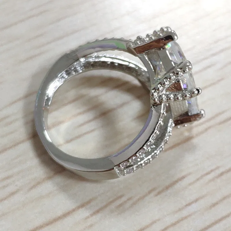 Princess White Stone Rings for Women Wedding Gift Rings Silver Moda Mujer Ring Luxury Jewelry Crystal Bague Femme Girl Anillos