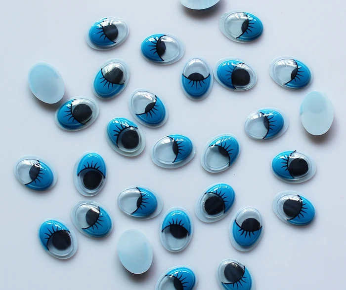 Blue oval 16*12mm plastic eyes doll eyes with eyelash 100pcs/Lot