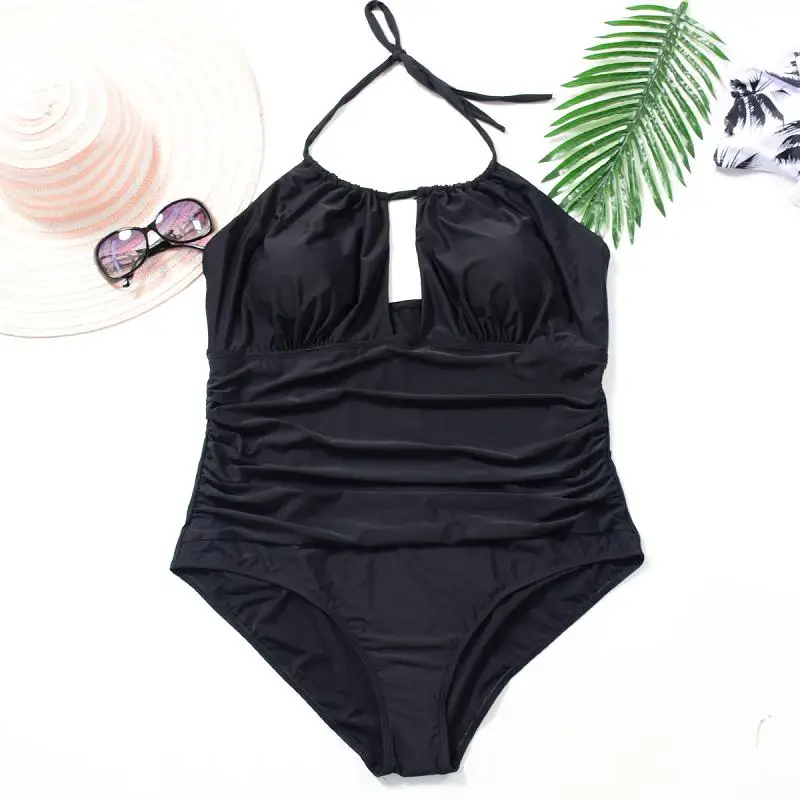 Swimwear 2018 Sexy One Piece Swimsuit Female Solid Women Plus Size Swimwear Black Backless Brazilian May Bather Monokini XXL     2-800x800
