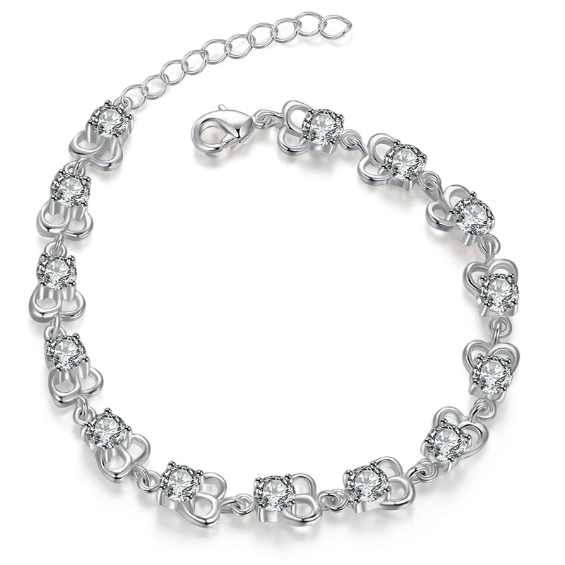 Silver Plated Jewelry Charm font b Bracelets b font For font b Women b font Solid