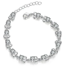 Silver-Plated Jewelry Charm Bracelets For Women Solid Silver Bracelets Luxury Shining Crystal Bracelet Wedding Bracelets Bridal