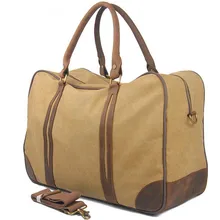 Vintage military Canvas Leather men travel bags Carry on Luggage bags Men Duffel bags travel tote large weekend Bag Overnight