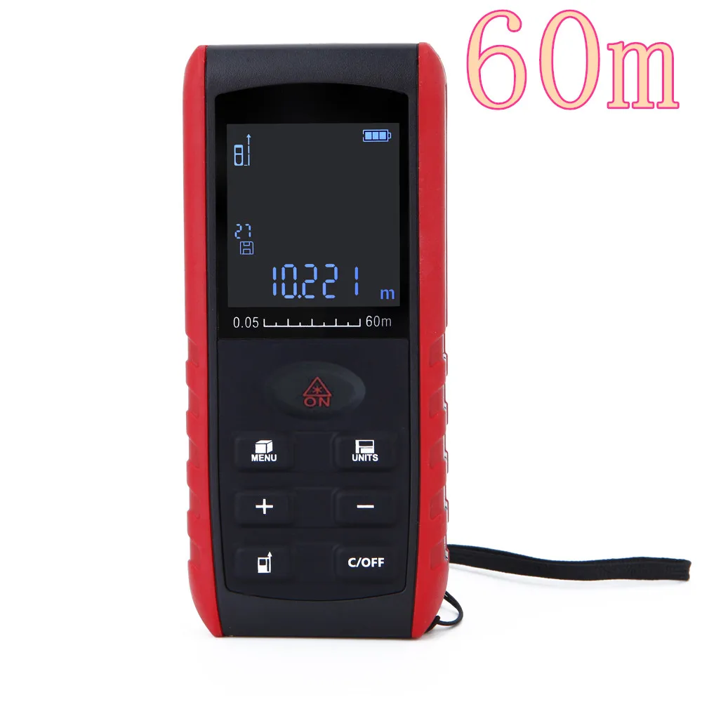 

60m Portable Digital Laser Range Finder measure Distance Rangefinder Meter Area Volume Measurement with Angle Indication