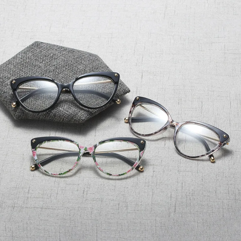 Eyeglasses frames Eyewear frames Women glasses Fashion eyeglasses Women Optical Eyeglasses Prescription Metal Legs and Acetate Rim Spectacles for Women Eyewear Glasses Frame Cat-Eye Styles