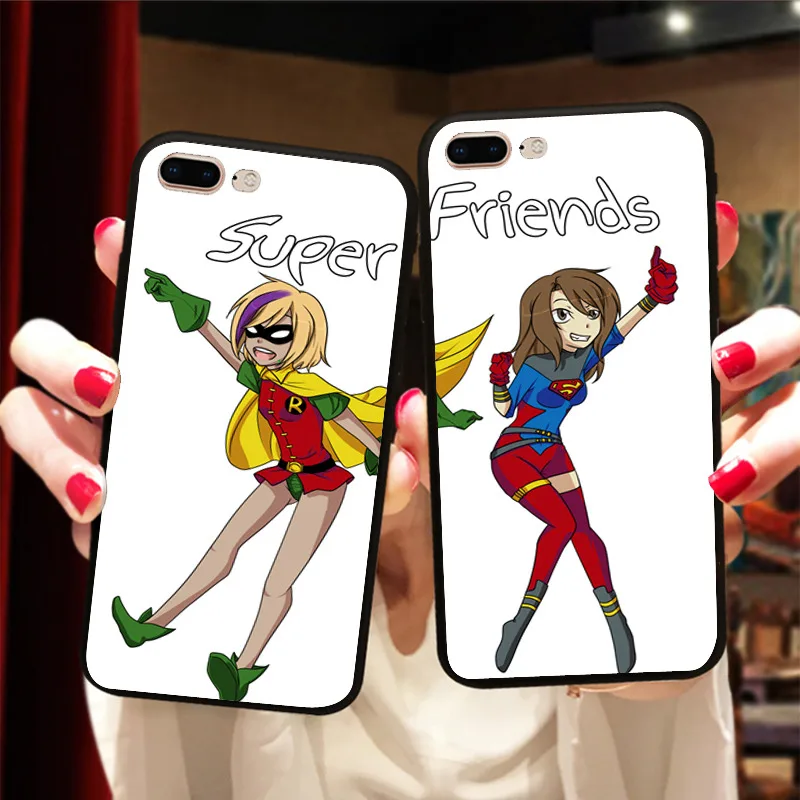 Силиконовый чехол с надписью Best Super Friends для женщин подходит к паре iPhone X 8 5 5S XR XS Max 6