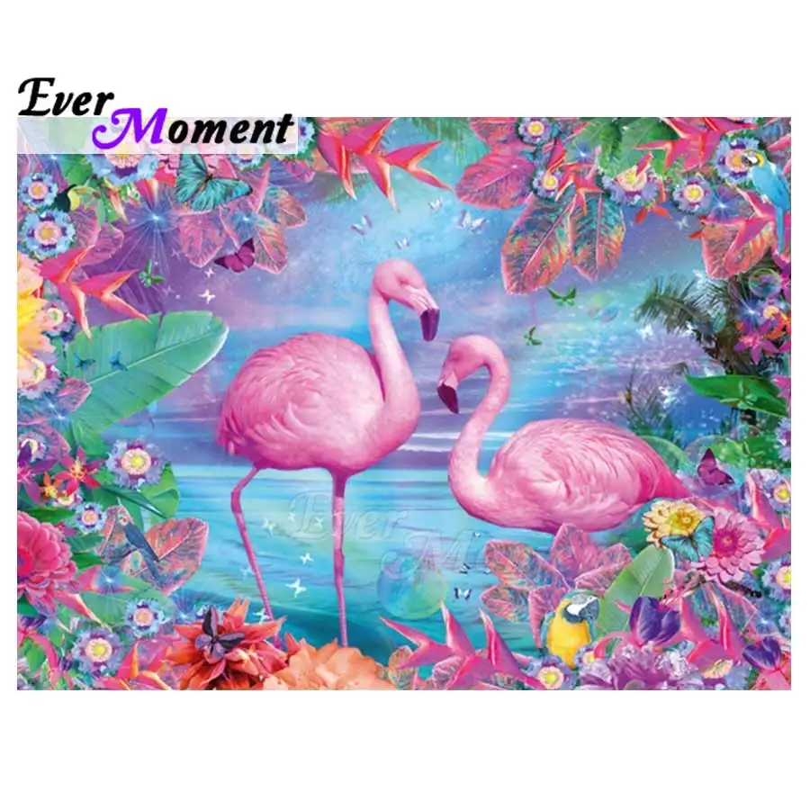

Ever Moment Diamond Painting Flamingo Flower Decoration Cross Stitch Handmade Full Square Diamond Embroidery Mosaic 3F538