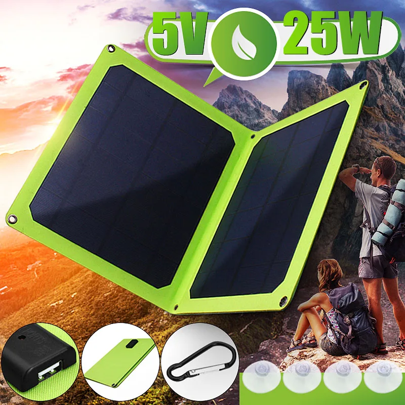 

Portable 25W Foldable Solar Panel 5V with USB Socket for Outdoor Solar Energy Cell Solar Battery for Cell Phones/Digital camera