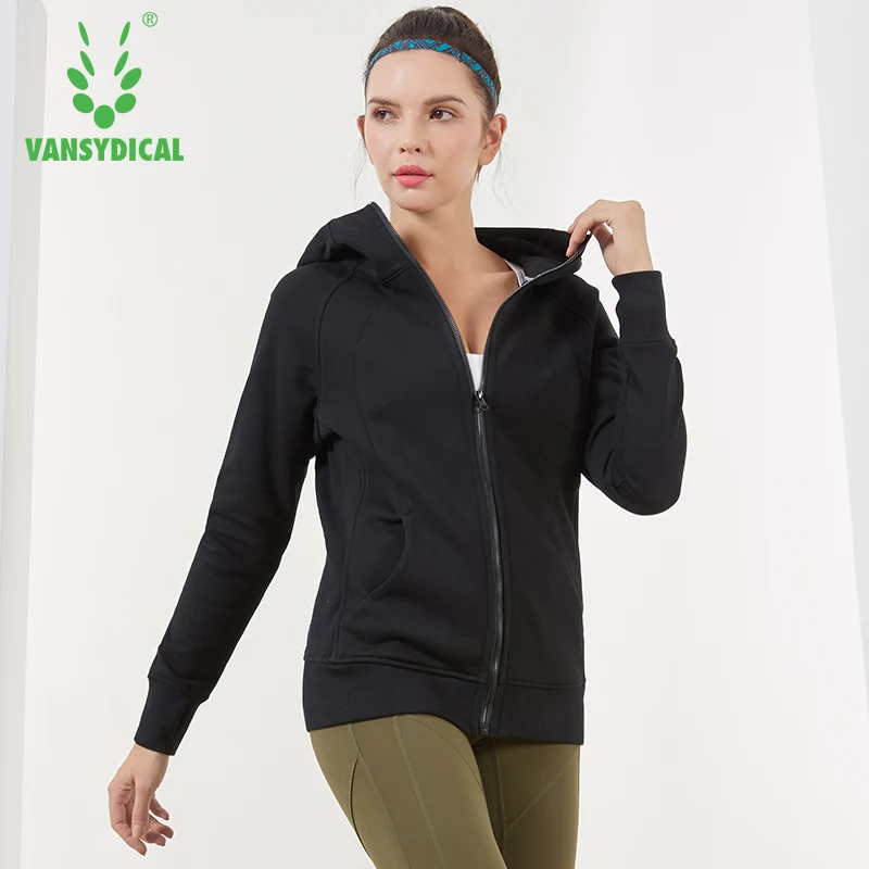 Vansydical спортивное пальто для спортзала для женщин облегающая куртка на молнии для бега с капюшоном для фитнеса и тренировки Джерси Прямая поставка