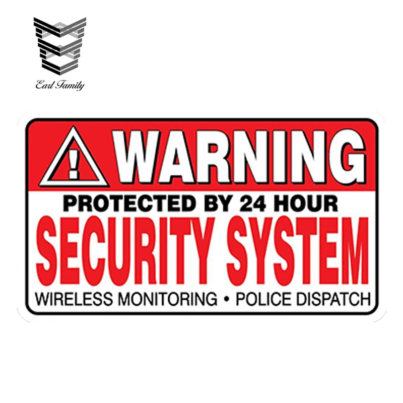 

EARLFAMILY 13cm x 8cm Car Styling WARNING Security System Stickers Home Alarm Decal Vinyl Window Bumper Waterproof Car Sticker