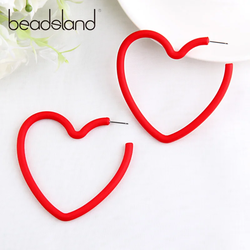 Beadsland акриловые серьги кольца из уксусной смолы большое сердце конфетных цветов