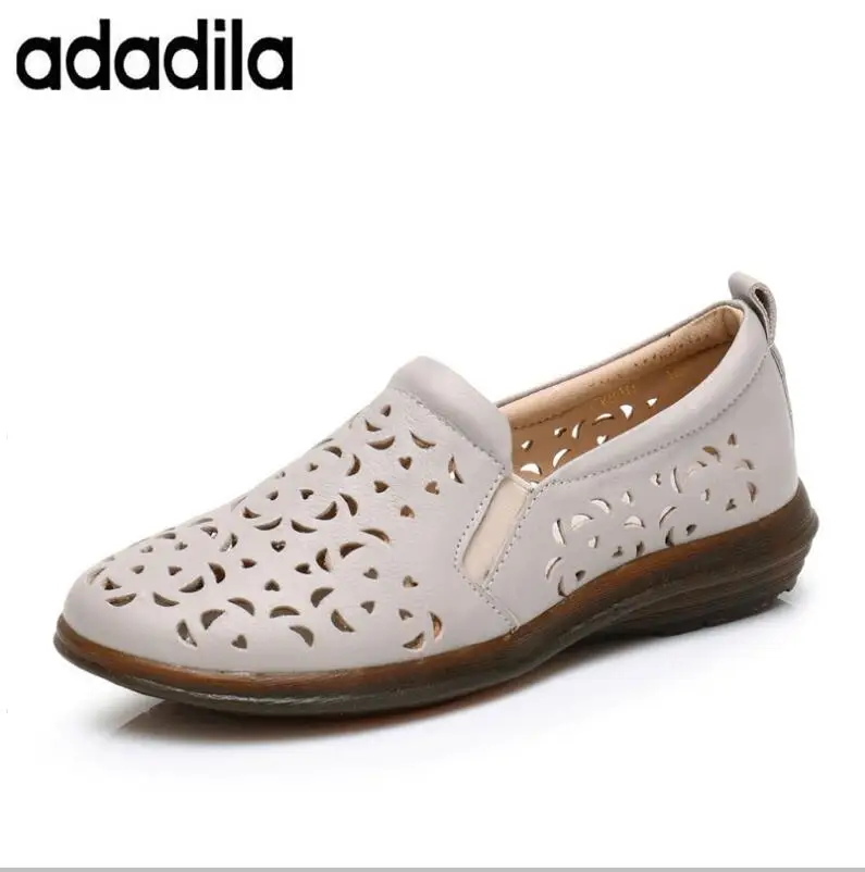 

Women's Casual Shoes Genuine Leather Woman Loafers Breathable Summer Shoe Flats with Hollow Out Mother Shoes Big EUR Size 41