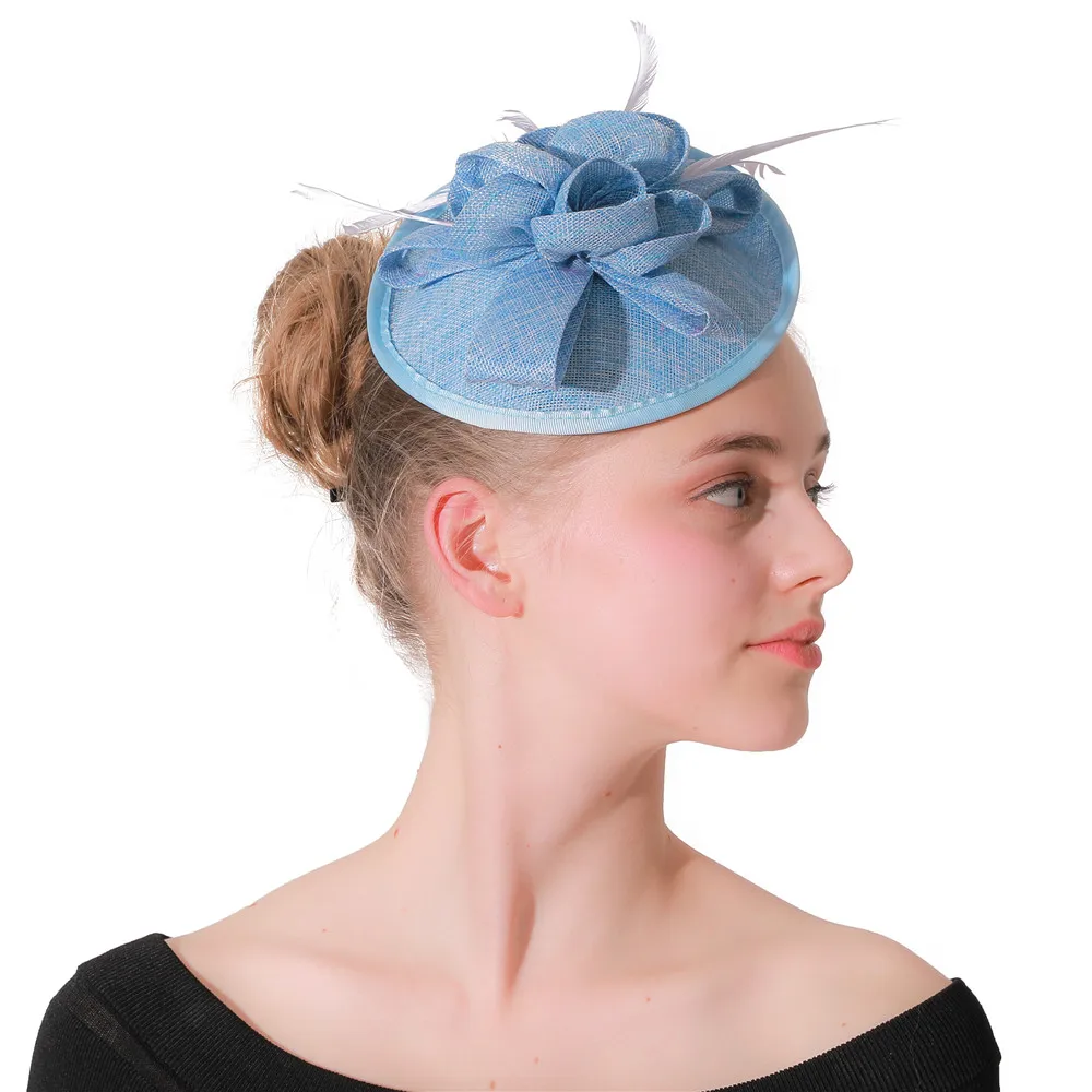 Imitação sinamay moda fascinator chapéu feminino formal