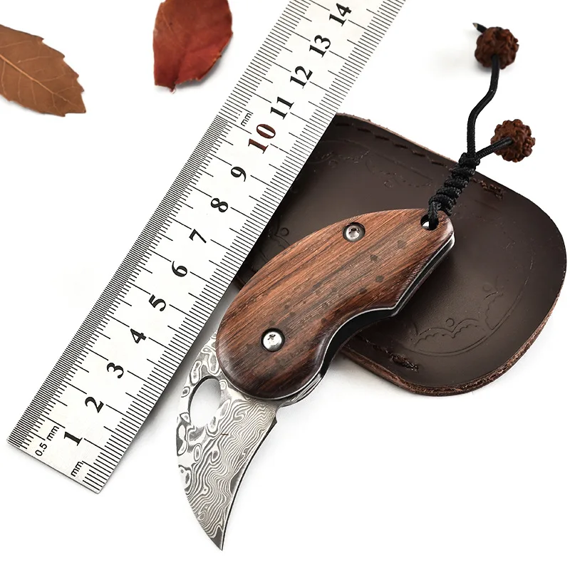 

Mini folding knife Damascus steel key chain knives vg 10 gift knife