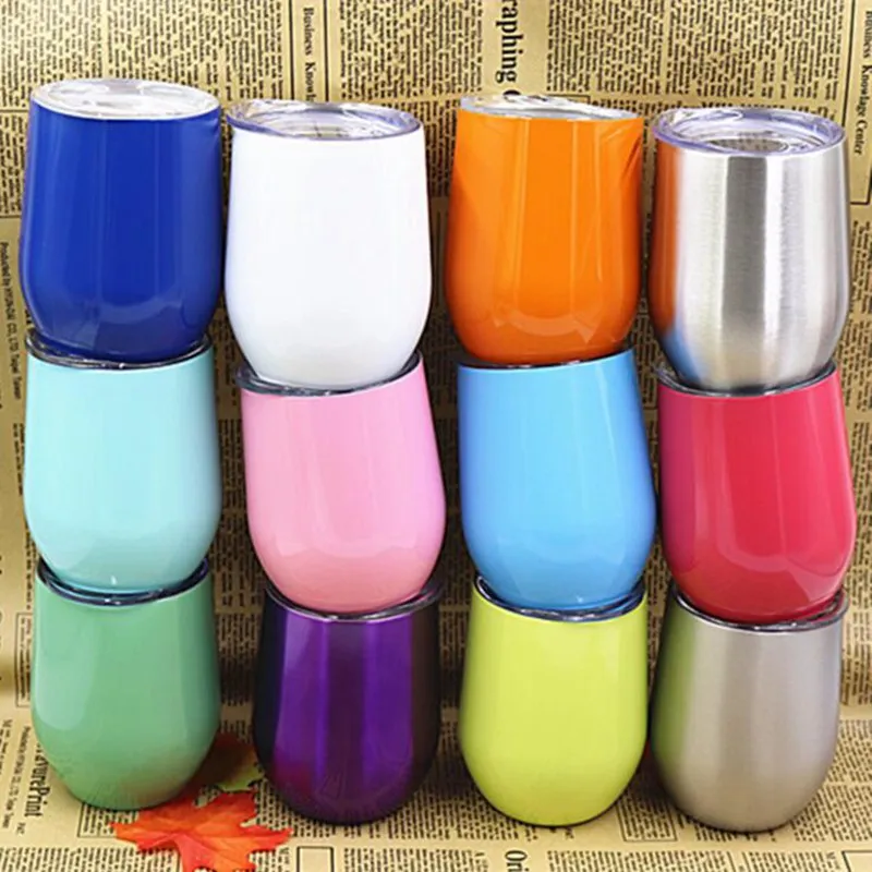 12oz stemless wine glass tumbler with lid 304 stainless steel vacuum