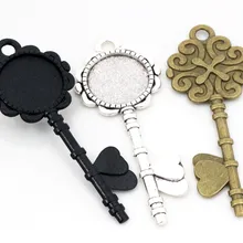 5 шт 20 мм Внутренний размер черный и античный серебряный и бронзовый ключ стиль кабошон основа Установка Подвески