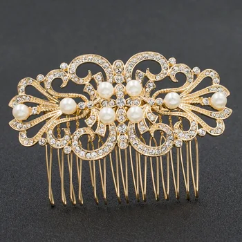 

Gold Tone Classic Design Rhinestone Crystals Wedding Bridal Hair Side Comb Hairpins Women Hair Accessories Jewelry GT4393GOL
