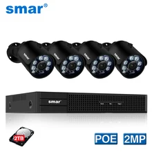 Smh.265 4CH POE NVR комплект 1080P камера безопасности Система 4CH с 2MP POE ip-камера комплект видеонаблюдения настоящая Plug and Play