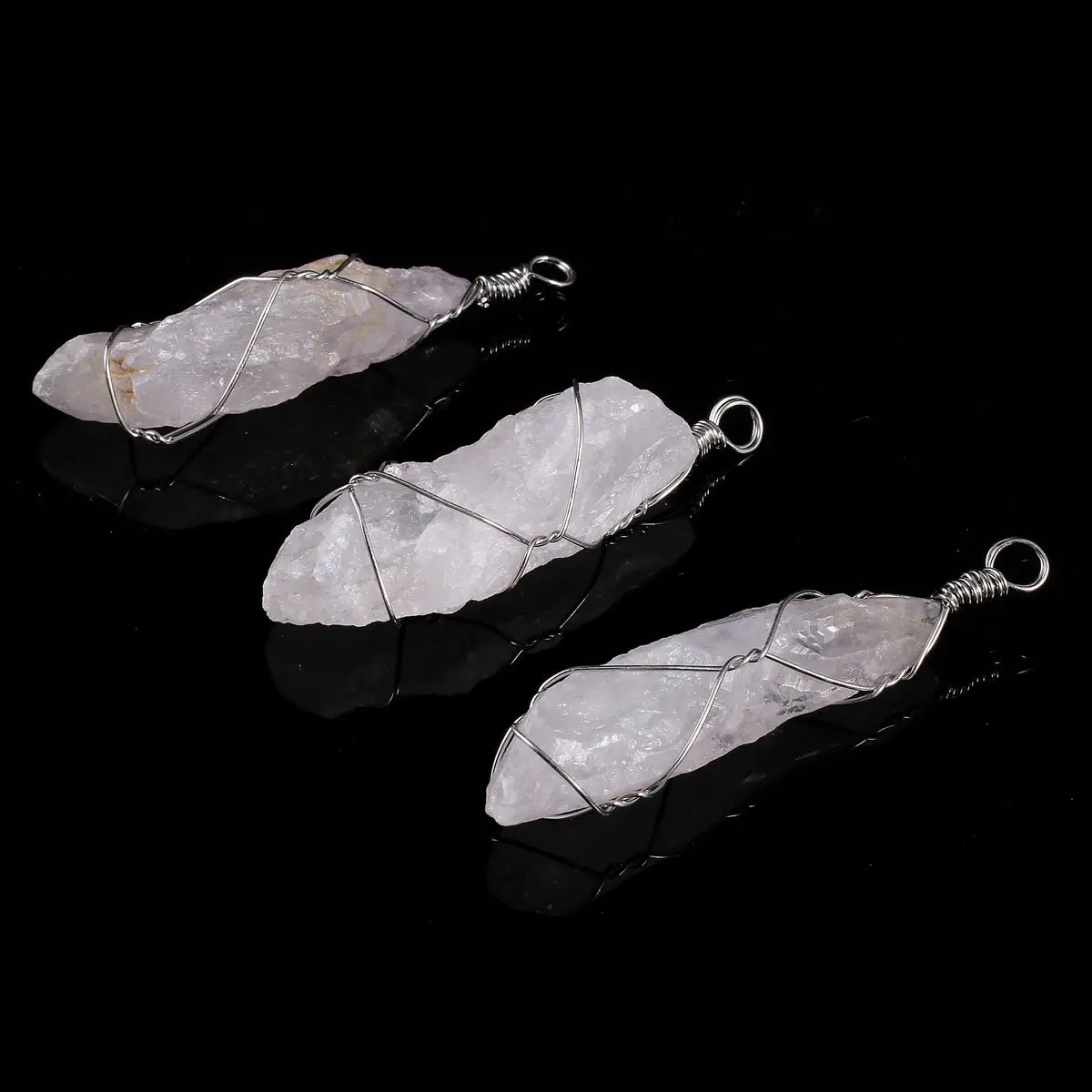 

Hot-selling Natural Stone Rose Quartzs Necklace Pendants Silver Frame Pendant for Women's Jewelry Accessories Stone Pendant