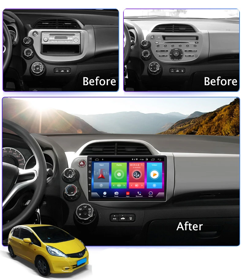 

Car Android 8.1 Multimedia Player for Honda FIT JAZZ 2008-13 GPS Navigation Device USB bluetooth steering wheel control support