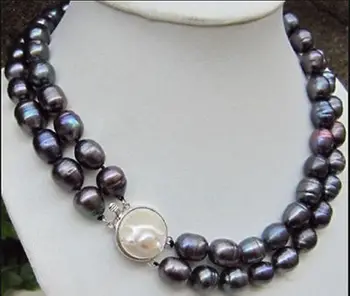 

Wholesale price 16new 2S Rare charming 11-13mm tahitian black baroque pearl necklace BB1025