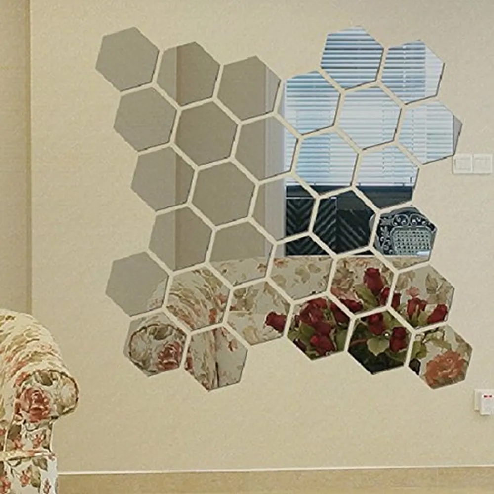 12 шт. 10 см шестиугольный сотовый декоративные 3D акриловые зеркальные настенные наклейки для гостиной спальни плакат домашний Декор украшение комнаты