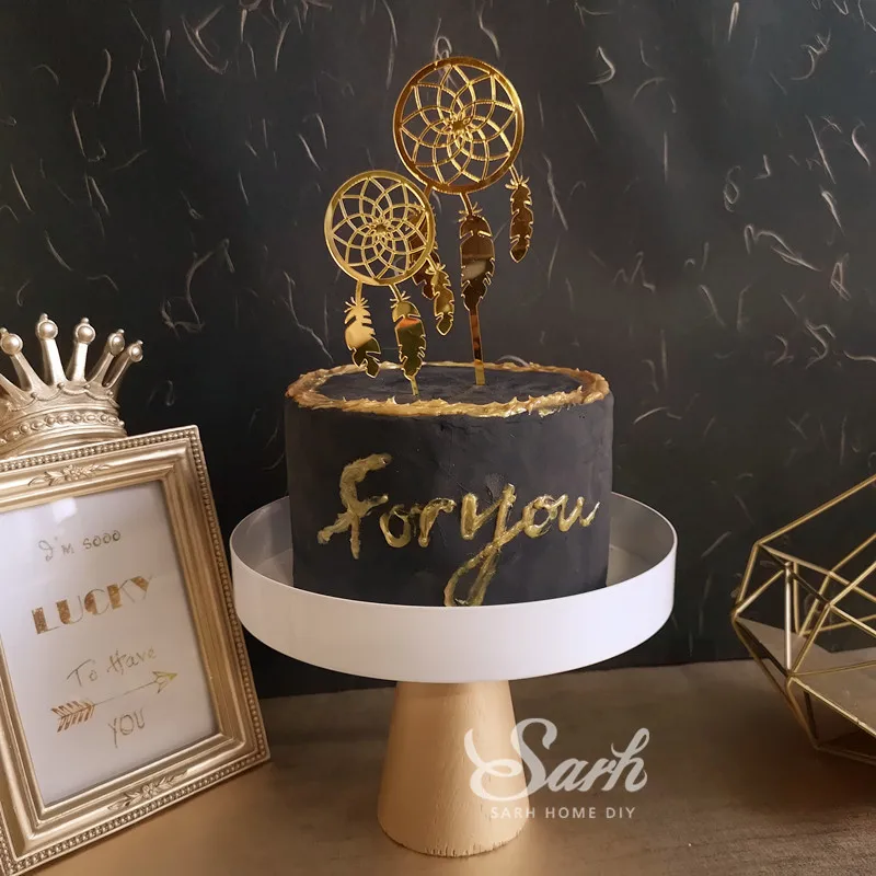 

Gold Acrylic Big Small Dreamcatcher Collection Cake Topper for Party Decoration Dessert lovely Gifts