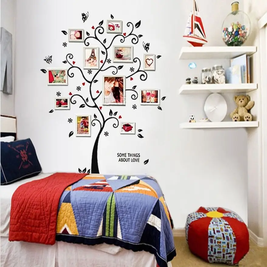 Наклейка на стену с изображением семейного дерева, съемная рамка для фотографий, домашний декор для комнаты