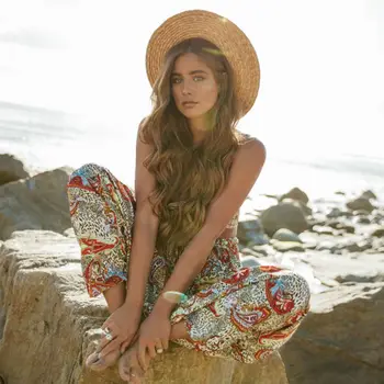 

New Fashion Women Ladies Boho beach Holiday Floral Wide Leg Hose loose Taille Baggy Harem Pants youth tumblr trousers