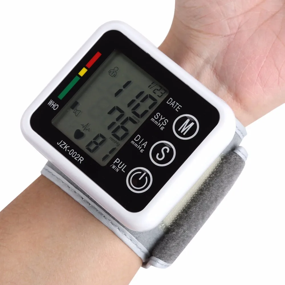

Digital Wrist Blood Pressure Pulse Monitor Sphygmomanometer Heartbeat Meters Automatic LCD Cuff Tonometer Oximeter English Voice
