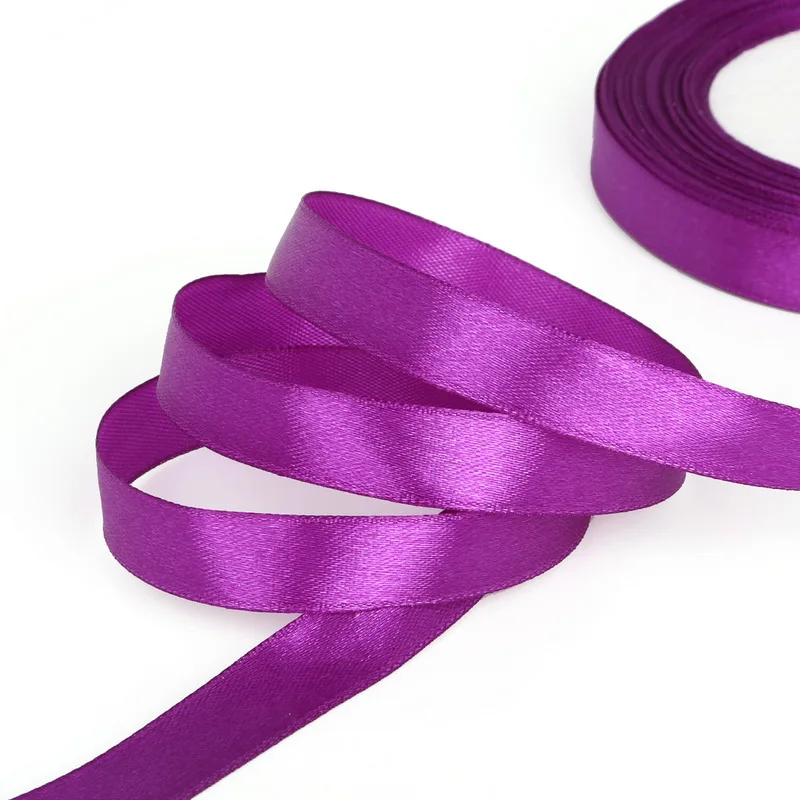 25 ярдов/партия, 13 мм, широкая атласная лента для рукоделия, бант, украшение для свадебной вечеринки, подарочные упаковочные принадлежности для скрапбукинга - Цвет: Purple