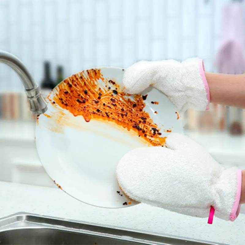 

1pc Waterproof Rag Glove White Antislip Dish Washing Glove for Kitchen Tool Furniture Glass Dust Cleaner Washer