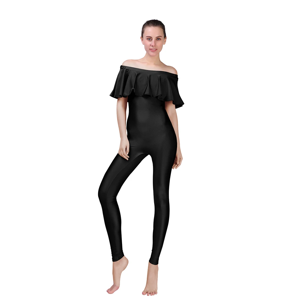 

SPEERISE Women Jumpsuits Off Shoulder Ruffles Playsuits Rompers Skinny Sexy Jumpsuit Female Black Trousers Club wear