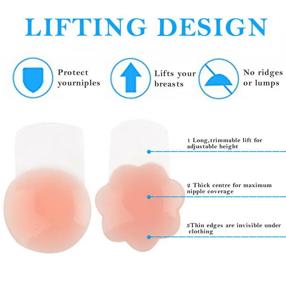 Подушечка для бюстгальтера многоразовая самоклеящаяся силиконовая 2x Взрывная подушечка Pasties лепесток наклейка на грудь невидимая накладка на сосок интимные аксессуары