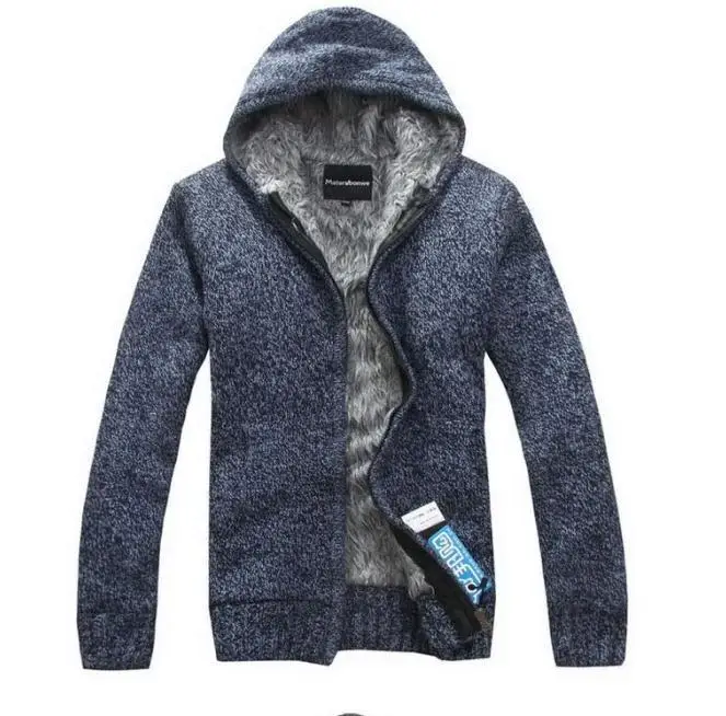 Поп- Для мужчин свитер с капюшоном Для мужчин хлопковая стеганая куртка Для мужчин дизайнер меховой подкладке куртка с капюшоном свитера - Цвет: Dark blue