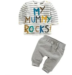 

baby suit baby boy suit outfits: long-sleeved top + striped blue pants/ Made of cotton/ Sport set Boy suit