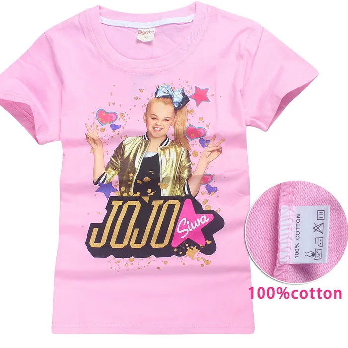 JOJO SIWA/Хлопковые футболки для девочек 4-14 лет, летняя футболка с короткими рукавами для детей, футболка для маленьких девочек, подростковые топы, детская одежда - Цвет: style 5