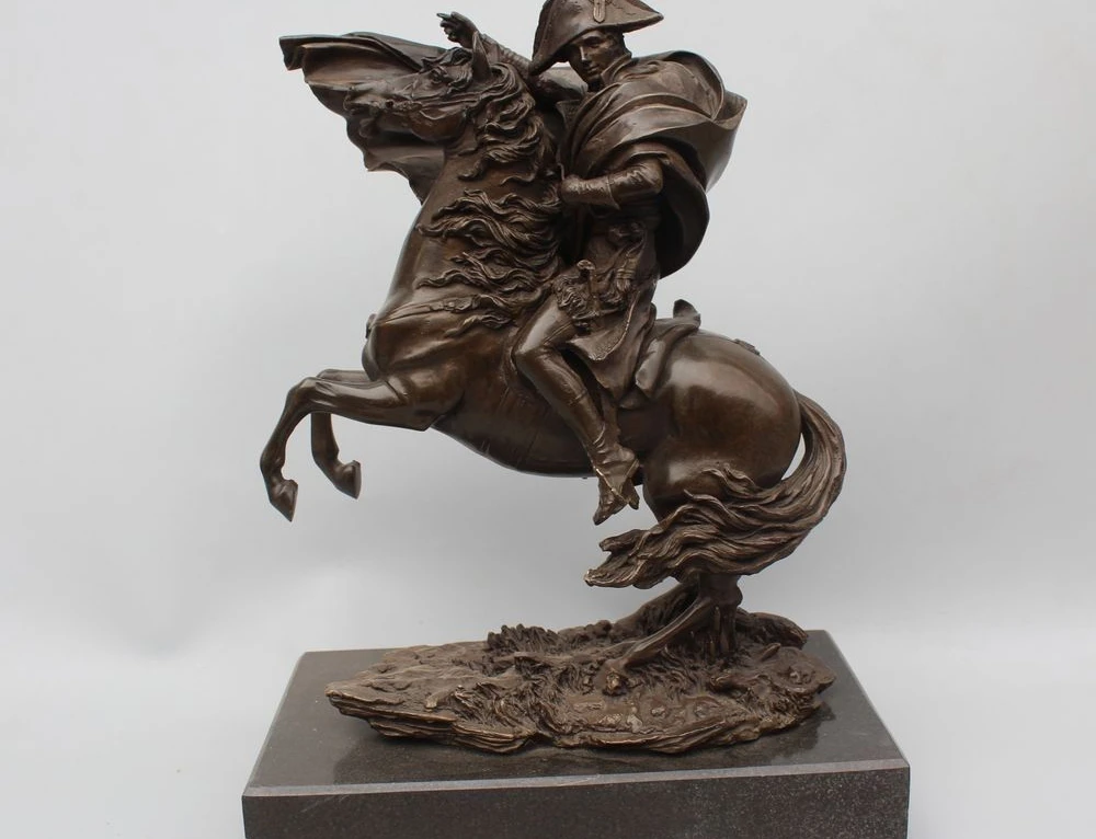 

12" Western classic Pure Bronze Copper Rome chevalier warrior Ride Horses Statue