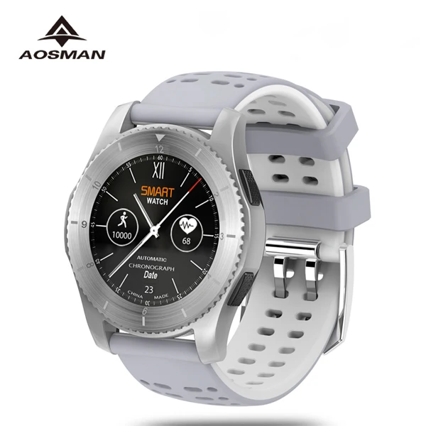 AOSMAN GS8 Montre Cardio Sport gps спортивный трекер Reloj Pulsometro reloj hombre секундомер sim-карта для IOS Android смартфон - Цвет: Silver