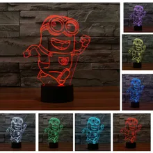 2017 3D Cartoon Despicable Me Minions LED USB Lamp Excited Running Little Yellow People 7 Colors Chang Night Light Bulb Kids Toy