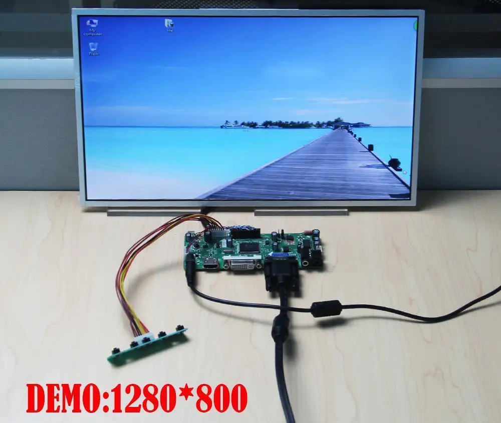 LCD Lvds Controller board Screen HDMI+DVI+VGA Kit for Panel 1366x768 B140XW01 V9 