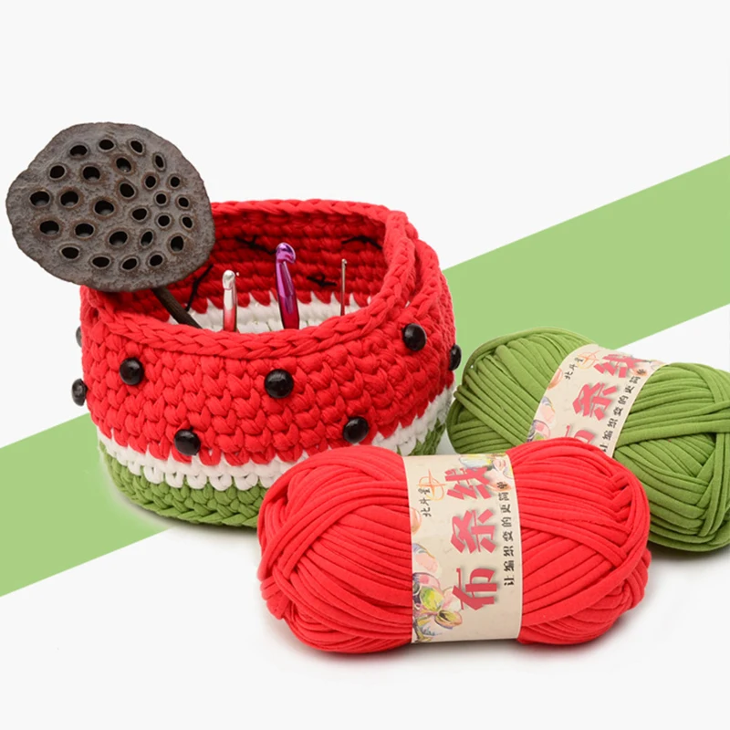 

100g/Ball Polyester Woven Thick Thread Hand Knitting Candy Color Cotton Cloth Wool Yarn Hand-knit Crocheted Blanket Yarn Craft