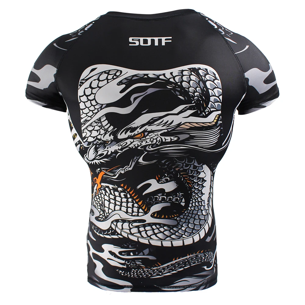 SOTF Chinese Dragon Camouflage Exercise Breathable Wear MMA Boxing jerseys tiger muay thai rashguard jiu jitsu t shirt mma sauna