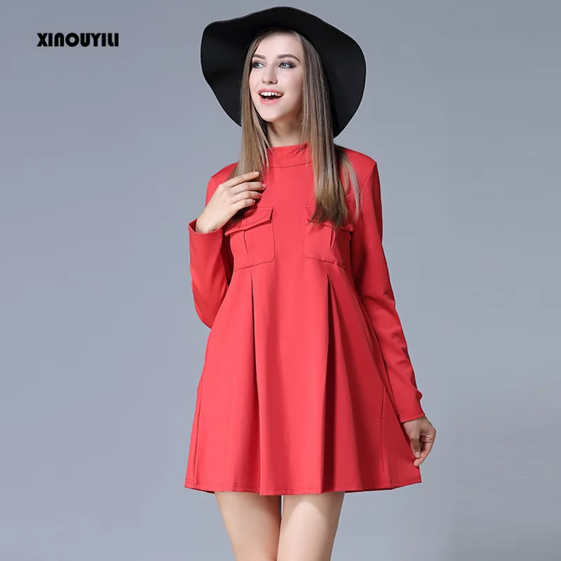 European style 2016 autumn new pocket fashion elegant double pockets