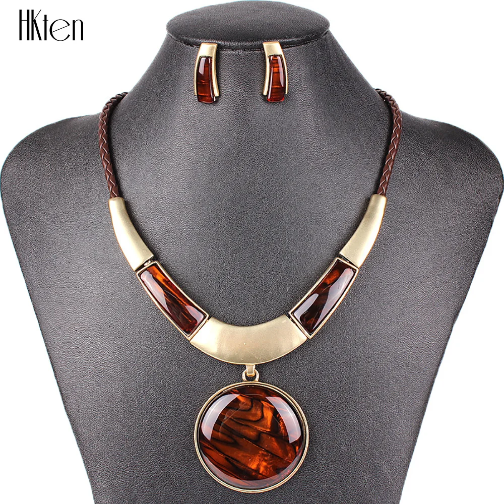 Billige MS20129 Mode Marke Schmuck Sets Runde Anhänger 5 Farben Faux Leder Seil Hohe Qualität Großhandel Preis Party Geschenke