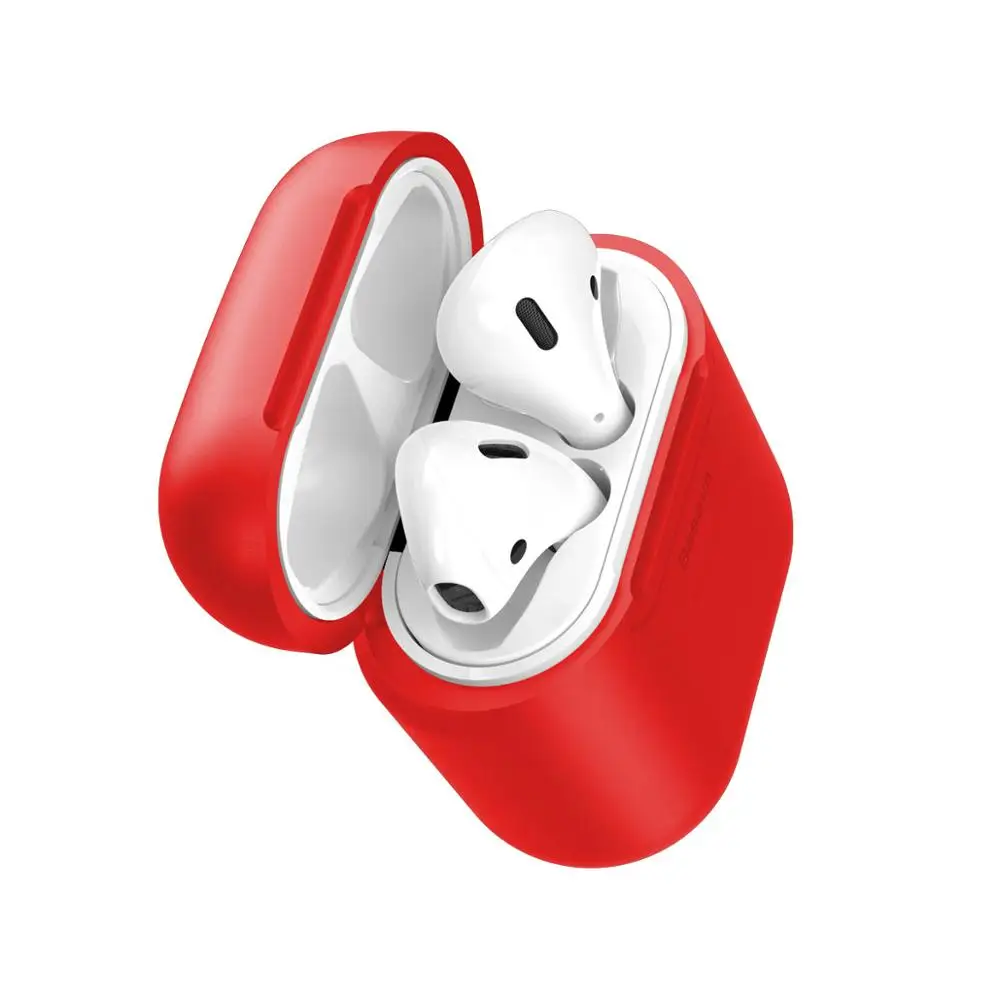 Baseus беспроводной зарядный приемник для AirPods ТПУ силиконовый ультра тонкий чехол для Apple Airpods Беспроводная зарядная подставка - Цвет: Красный