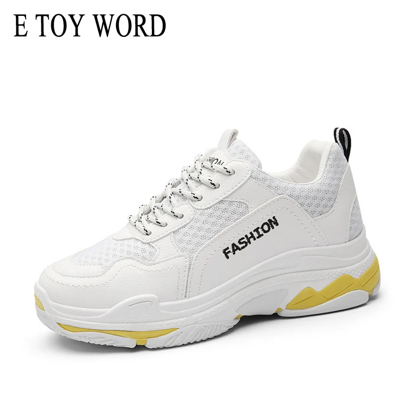 

E TOY WORD New 2019 Spring Fashion platform sneakers women Breathable Mesh Womens Casual Shoes White Trainers Chaussure Femme