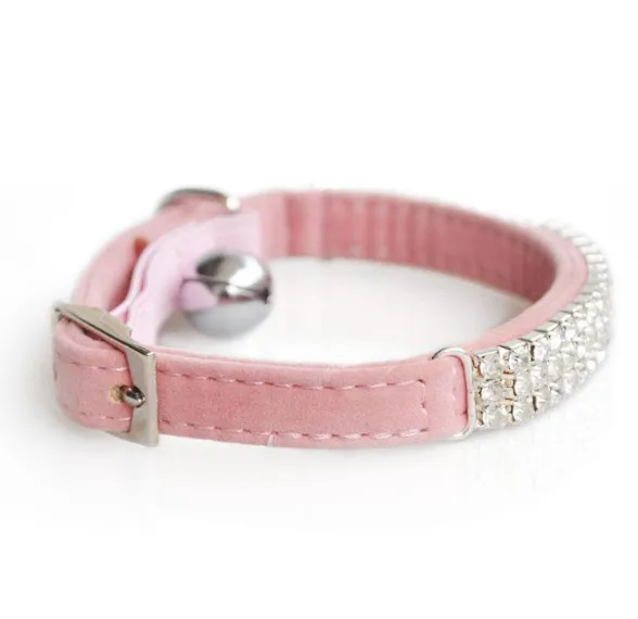 Usd2.5/pc Diamante Украшенные стразами домашние кошки Воротники Мягкие Замшевые колокол собака Средства ухода за кожей шеи ремень 4 цвета кристалл 3 строк для щенок