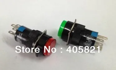 

Momentary Round Push Button Switch with lamp 1NO+1NC 16mm Mounting Hole 5Pins